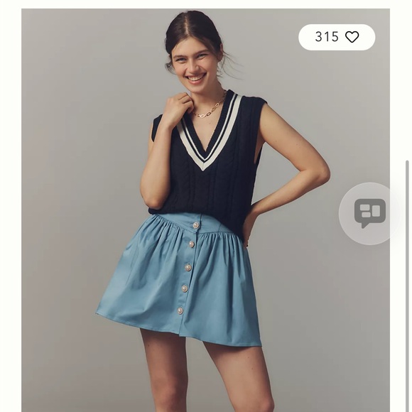 Maeve Dresses & Skirts - Maeve Sky Blue Button-Up Mini Skirt